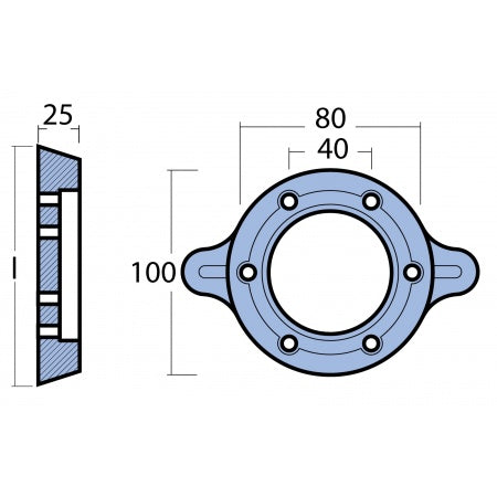 Ringanode Zinkanode für Technodrive Saildrive Seaprop 60, 0,610 kg