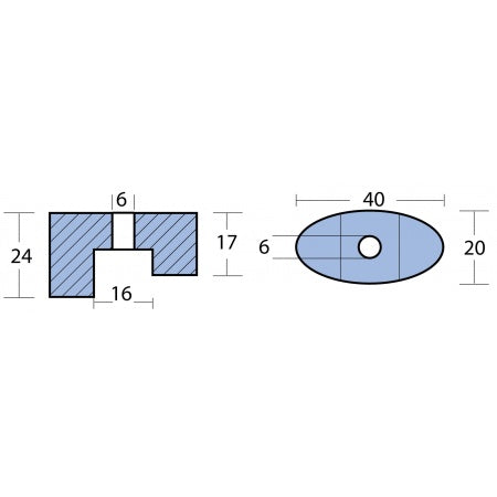 Blockanode Zink für Vetus Seitenstrahlruder KGF23A/50/80, Twindisc, BCS