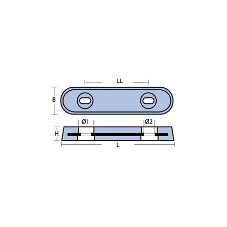 Rumpfanode/Stabanode Zn 150x60x25mm für Vetus Typ 15