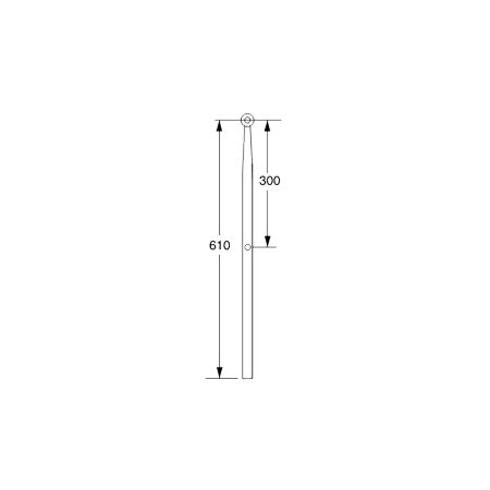 Relingstütze 610 mm Edelstahl für 2 Durchzüge, obere Hälfte konisch