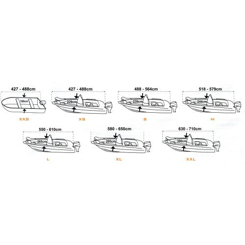 Allpa Abdeckplane Größe L, Silbergrau, Bootslänge 550-610cm, Bootsbreite 265cm