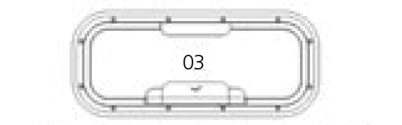 Goïot Bullauge, Aufklappbar, Modell 'Opal 03', Für Wandstärken 5-33mm, Außenmaße 451x193mm
