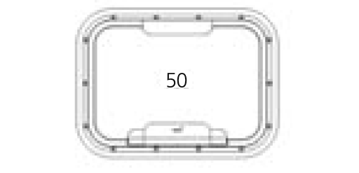 Goïot Bullauge, Aufklappbar, Modell 'Opal 50', Für Wandstärken 5-33mm, Außenmaße 369x273mm