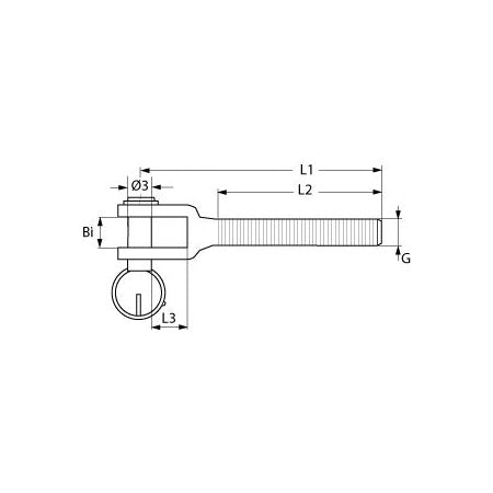 BLUE WAVE Gewindegabel UNF A4 1/4"-3/4"L, Pin 6,4-19 mm