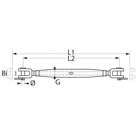 Wantenspanner M5 Gabel/Gabel Bolzen M5 - M 20 mm AISI316