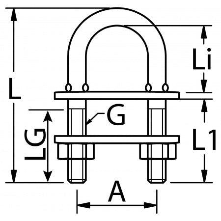 U-Bolzen AISI316 Ø5mm x 67 mm / 10mm x 110 mm