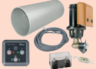 Quick Bugschrauben-Set 12 Volt,  25, 30 oder 40 Kgf, mit 6 Mtr. Kabel, 75 cm GFK Tunnel, Schalter, etc. für 5-9 Mtr.