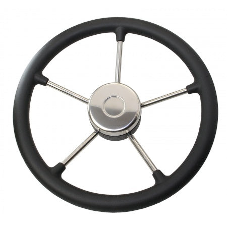 RIVIERA Steuerrad VR02 Edelstahl/Leder Ø 350mm, schwarz mit roter oder schwarzer Naht