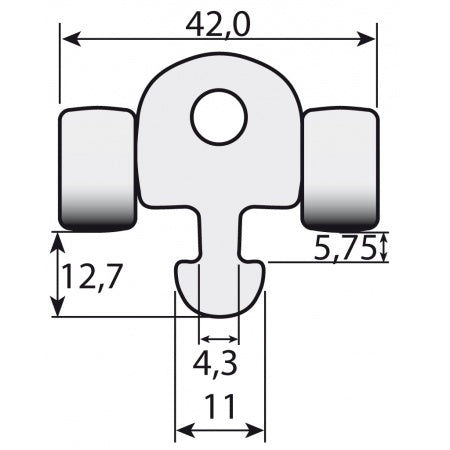 RUTGERSON Kopfbrett-Schlitten Alu mit 2 Rutschern für Profil 11mm