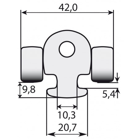 RUTGERSON Segellatten-Rutscher mit Wirbel für Profil 11-23mm, Rollen 15,5mm