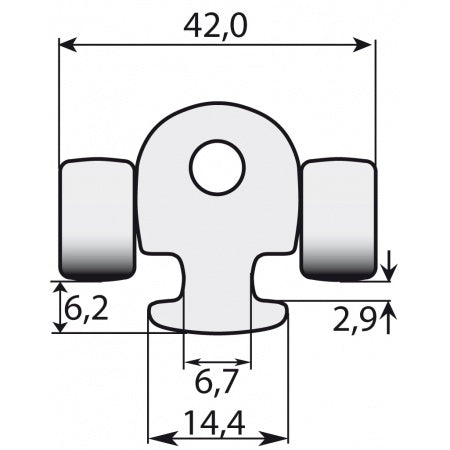 RUTGERSON Segellatten-Rutscher mit Wirbel für Profil 11-23mm, Rollen 15,5mm