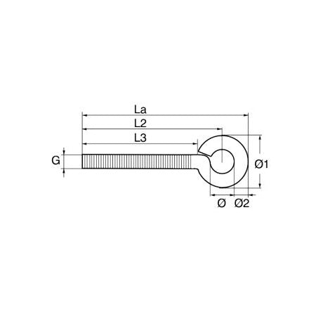 Ösenschraube mit metr. Gewinde A2 M5x31-M8-54mm, Auge 8-12mm 10St.