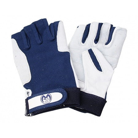 Segelhandschuh aus Leder blau/weiß Gr.L