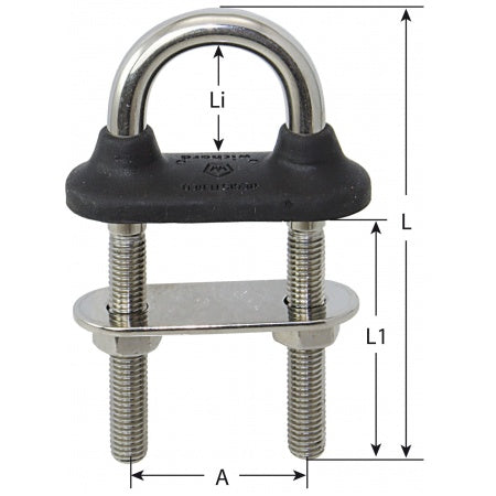 WICHARD U-Bolzen mit Gummikappe A4L M5x60/M12x130 mm schwarz