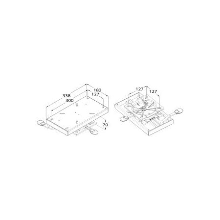 Sitzkonsole mit Schiebevorrichtung, 360° drehbar Alu 338x182x70 mm