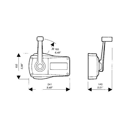 ULTRAFLEX Einhebelschaltung Seitenmontage Aufbau B89 Alu elfenbein mit Neutral-Einrastung