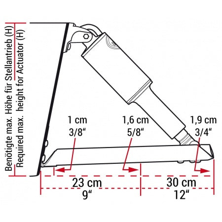 LENCO Trimmklappen Edge Mount Set lang, 12 Volt, für Bootslänge 4,1 bis 9,1 Mtr.