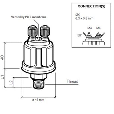 Veratron VDO Ladedruck Sensor 2 bar / 30 psi, 2polig, 1/8" – 27 NPTF