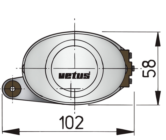 Vetus Scheibenwischermotor 12V mit Wischerarm und Blatt