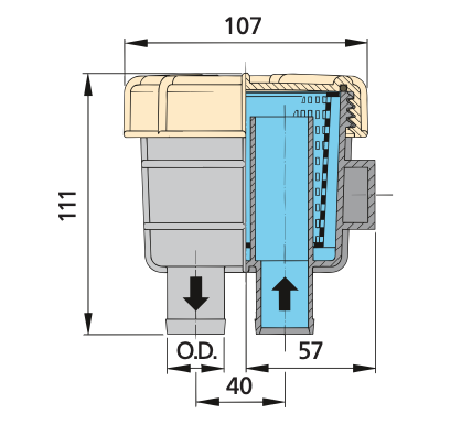 Vetus FTR140 Kühlwasserfilter 13 bis 19 mm  Schlauchdurchmesser