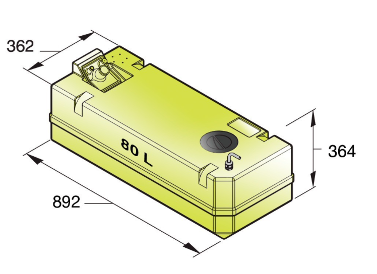 Vetus Trinkwassertank, 40 bis 80 Liter