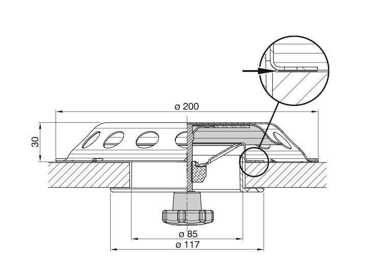 Vetus Deckslüfter UFO2, AISI 316, verschließbar
