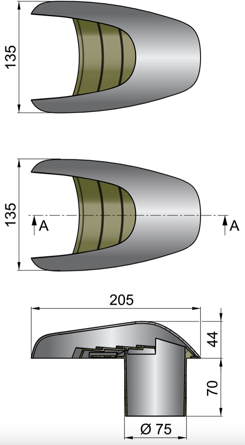 Vetus Lüftungsmuschel TYP, AD= 70 und 100mm