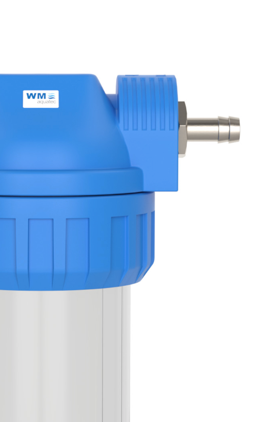 Doppel-Wasserfilter-Gehäuse (Größe M); Anschluss: Schlauchtülle 12mm + mit oder ohne Edelstahl Wand-Befestigungswinkel