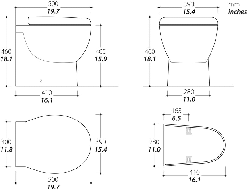 Tecma Breeze Toilette 12V Standard weiß mit Bidet, Softclose, All in one 2 Tasten, Magnetventil