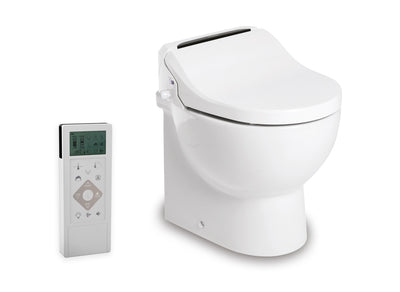 Tecma E-Breeze Toilette 12V  mit Bidet, Heizung, Trockner, Softclose, Touch Control in schwarz, Magnetventil