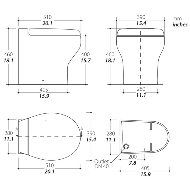 Tecma Silence Plus 2G Toilette 12V Standard weiss, mit Bidet, All in one 2 Tasten, Magnetventil