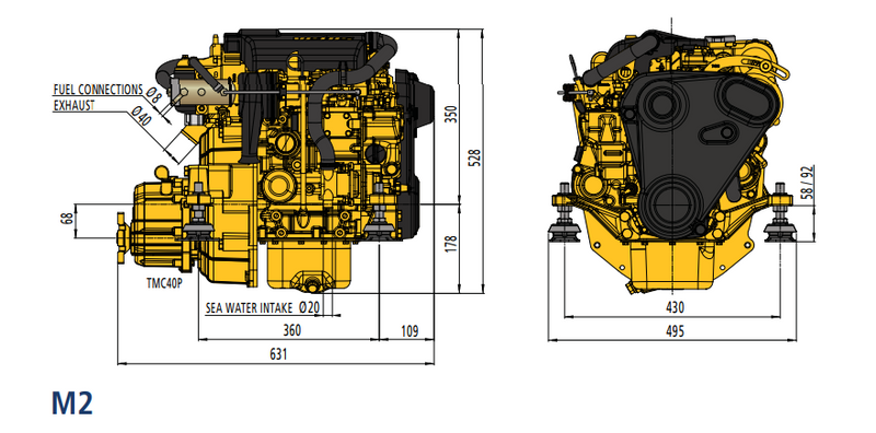 Vetus 12 PS Mitsubishi M2.13 ohne oder mit Getriebe Saildrive