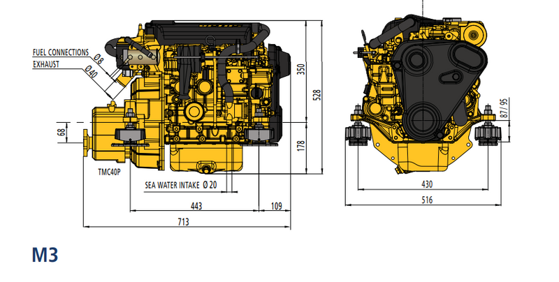 Vetus 27 PS Mitsubishi M3.29 ohne oder mit Getriebe Saildrive