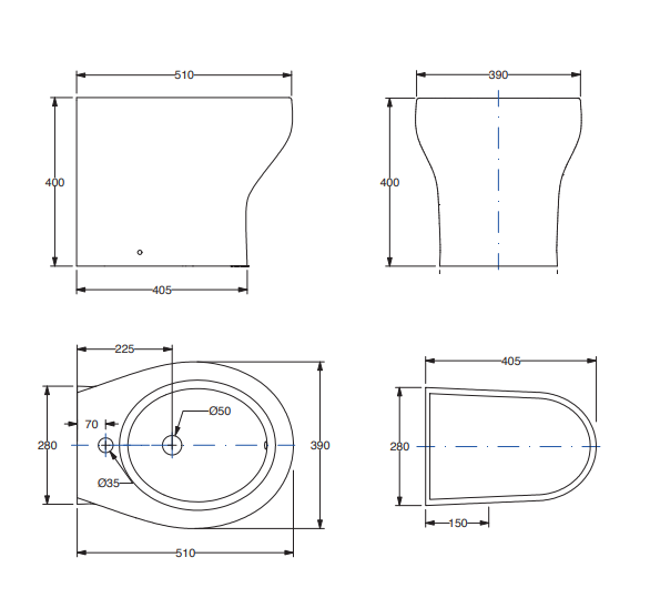 Tecma Silence Plus 2G Standard Bidet - ohne Mischarmatur