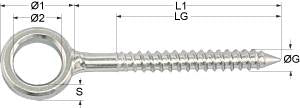 Ringschraube Holzgew. 6x60mm Edelst. (2St-Pack)