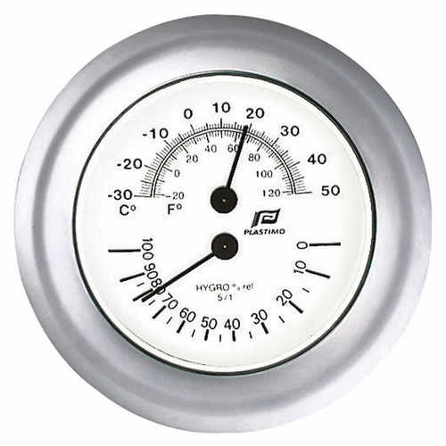 PLASTIMO 4 ZOLL THERMO/HYGROMETER MATT CHROM