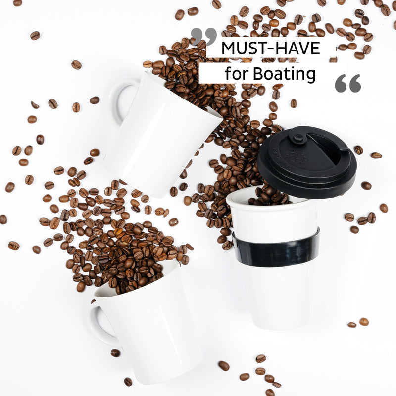 Porzellan TO-GO-CUP inkl. Untersetzer BLACK