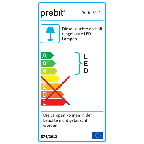 Prebit LED-Anbauleuchte R1-1 mit USB, CG, WB