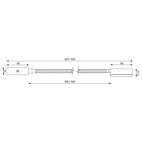 Prebit LED-Flexleuchte 05-1, 500mm, chrom-glanz, r