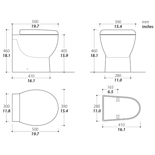 Tecma Breeze Toilette 24V Standard weiß, Softclose, All in one 2 Tasten, Magnetventil