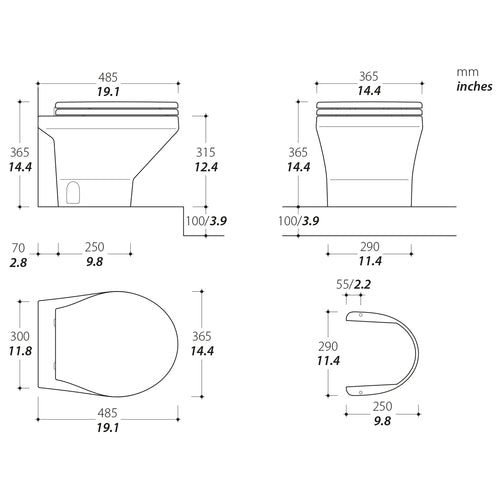 Tecma Compass Toilette 12V Short weiß, Softclose, Eco Panel, Magnetventil