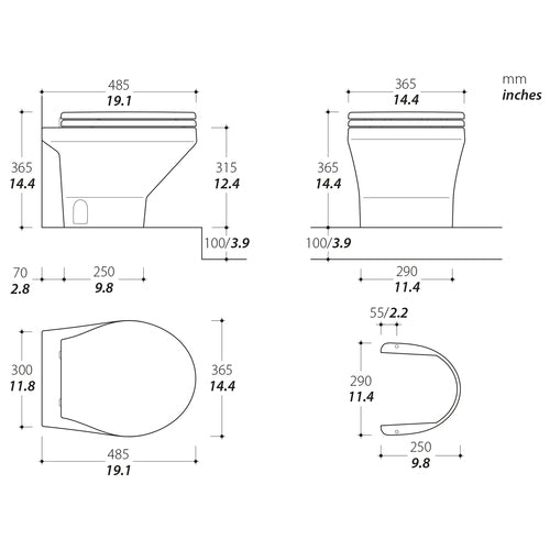 Tecma Compass Toilette 24V Short weiß, Softclose, Premium Panel, Magnetventil