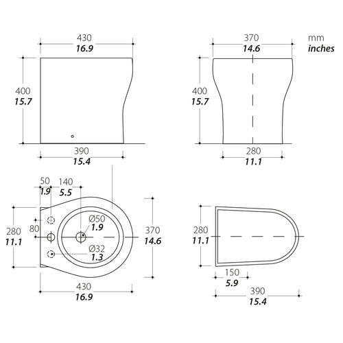 Tecma Elegance 2G Standard Bidet - ohne Mischarmatur