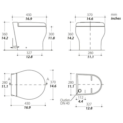 Tecma Elegance 2G Cut Toilette 24V Short weiß, All in one 2 Tasten, Magnetventil