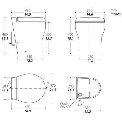 Tecma Elegance 2G Cut Toilette 12V Standard weiß, All in one 2 Tasten, Magnetventil