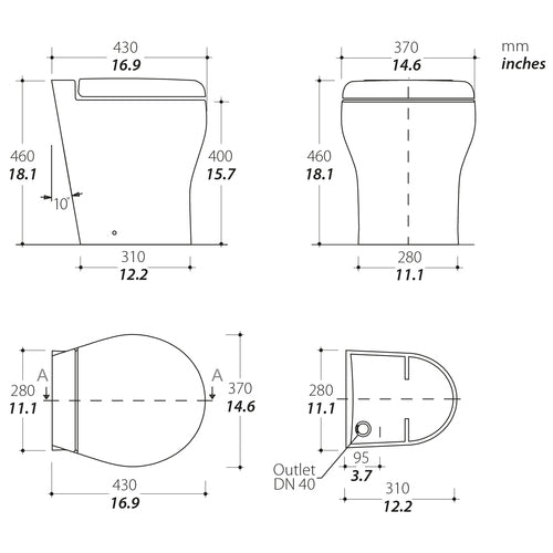 Tecma Elegance 2G Cut Toilette 24V Standard weiß, All in one 2 Tasten, Magnetventil