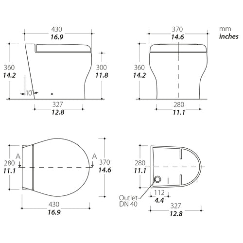 Tecma Elegance 2G Cut Toilette 24V Short weiß, Softclose, Touch Control, Magnetventil