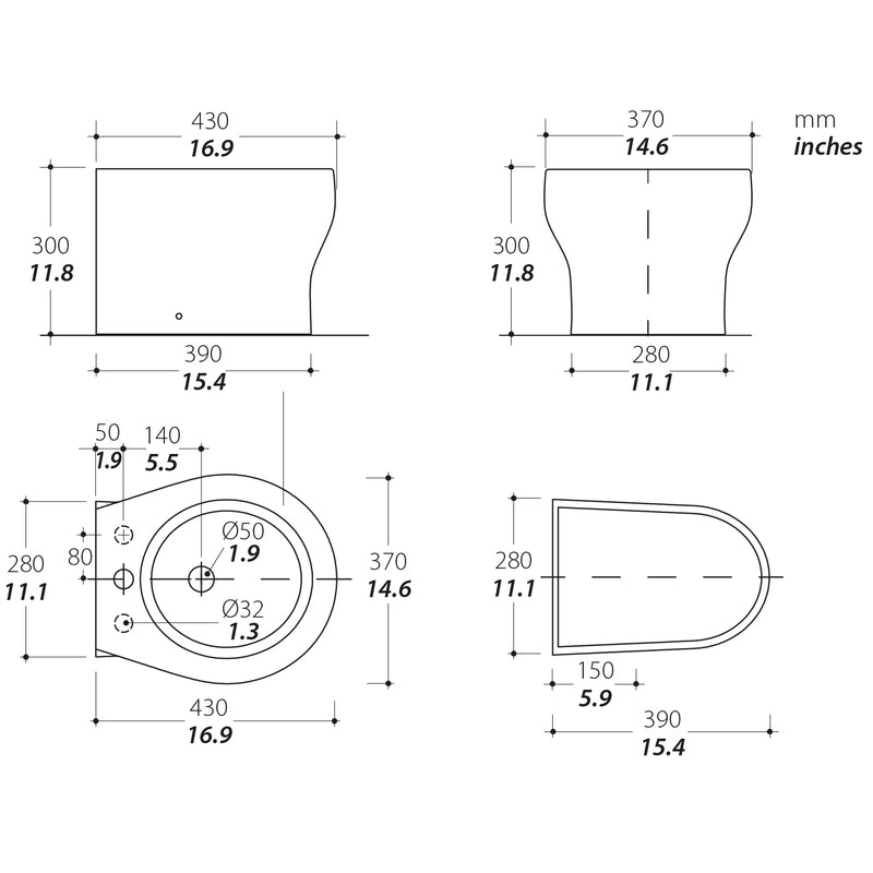 Tecma Elegance 2G Short Bidet - ohne Mischamatur