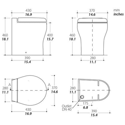 Tecma Elegance 2G Toilette 24V Standard schwarz, All in one 1 Taste, Magnetventil