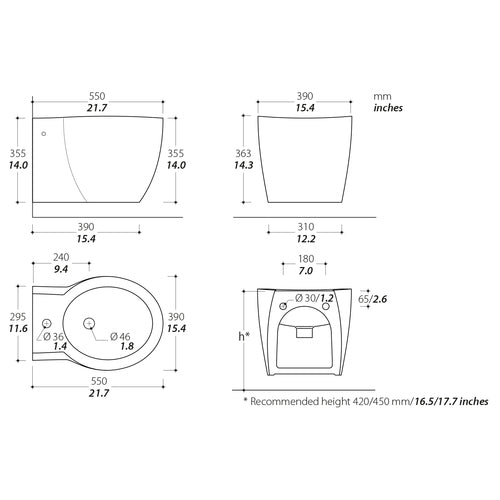 Tecma Evolution Bidet - ohne Mischamatur